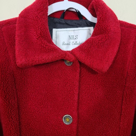NILS Resort Collection Red S Fleece Teddy Jacket Winter Holiday Vintage Cozy - Picture 5 of 12